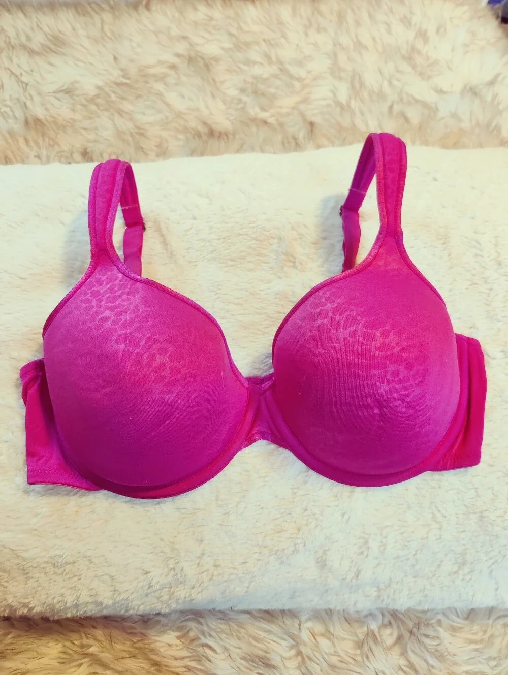 Natori Full Fit Contour Bra 36D Pink Sheer Jacquard Animal Print Underwire